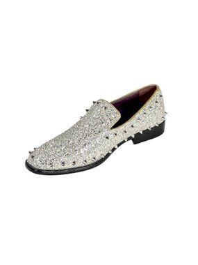 After Midnight 6769 Silver Multi Men's Studded Smoking Loafers